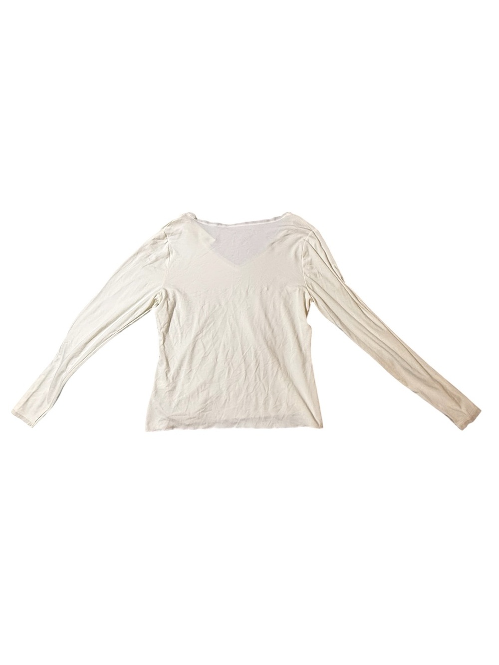 Banana Republic NWT Cream Sheer Mesh V-Neck Long Sleeve Tee Shirt Top Large